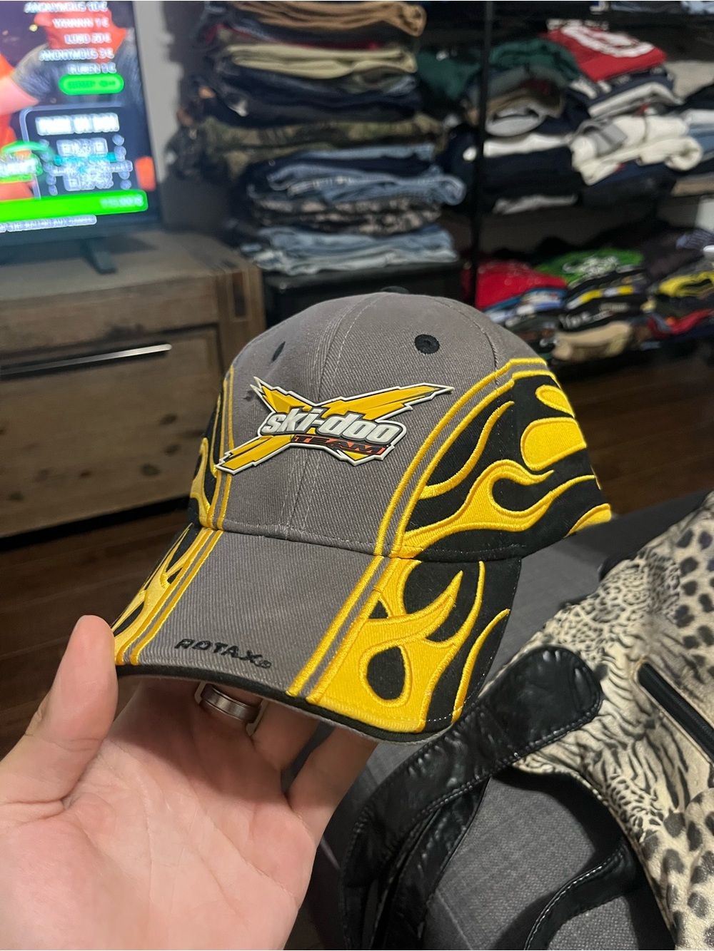 Ski-Doo Gray & Yellow Flame Embroidered Baseball Cap